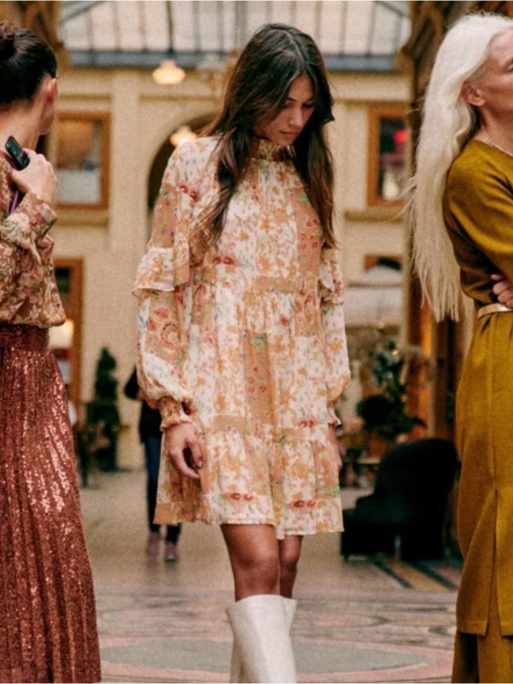Sezane Floral Patchwork Estel Dress - Size 4
